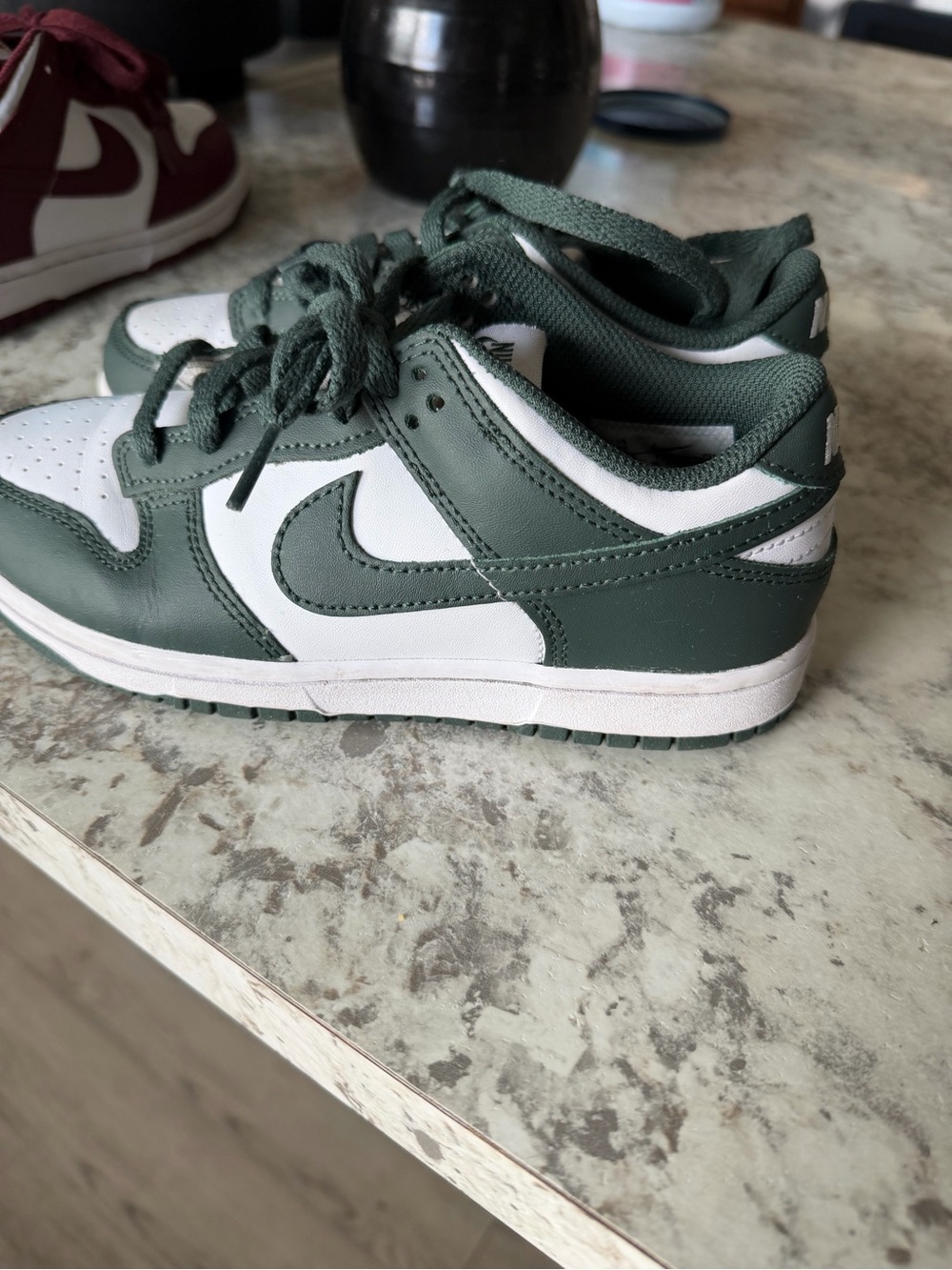 Nike Kids Green and White Low-Top Sneakers - Picture 3 of 4